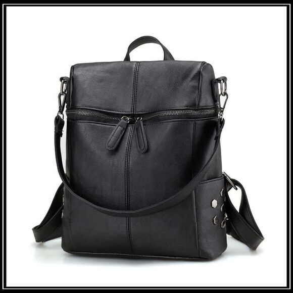 NEW HEMPSHIRE Vegan Leather Convertible Commuter Backpack - Picture 5 of 8